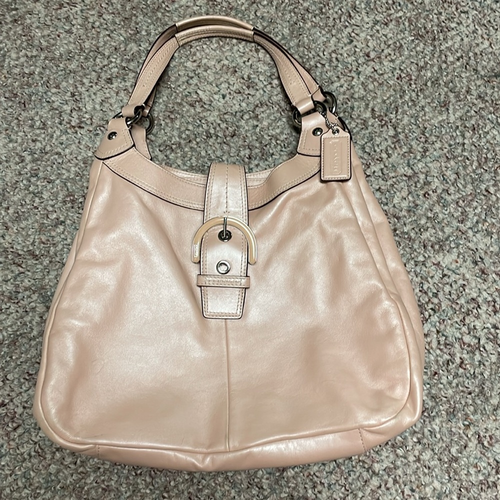 Coach baby pink Leather triple compartment Handbag